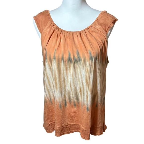 XCVI Tops - XCVI Womens Medium Orange Dip Dye Cotton Sleeveless Boho Tank Top Lagenlook​